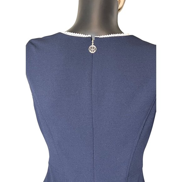 Tommy Hilfiger Navy Blue Sheath Dress White Trim Size 4 - Picture 8 of 13